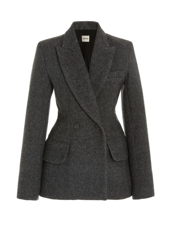 KHAITE Jackets & Blazers - KHAITE Delphine Double Breasted Dark Charcoal Wool Tailored Blazer